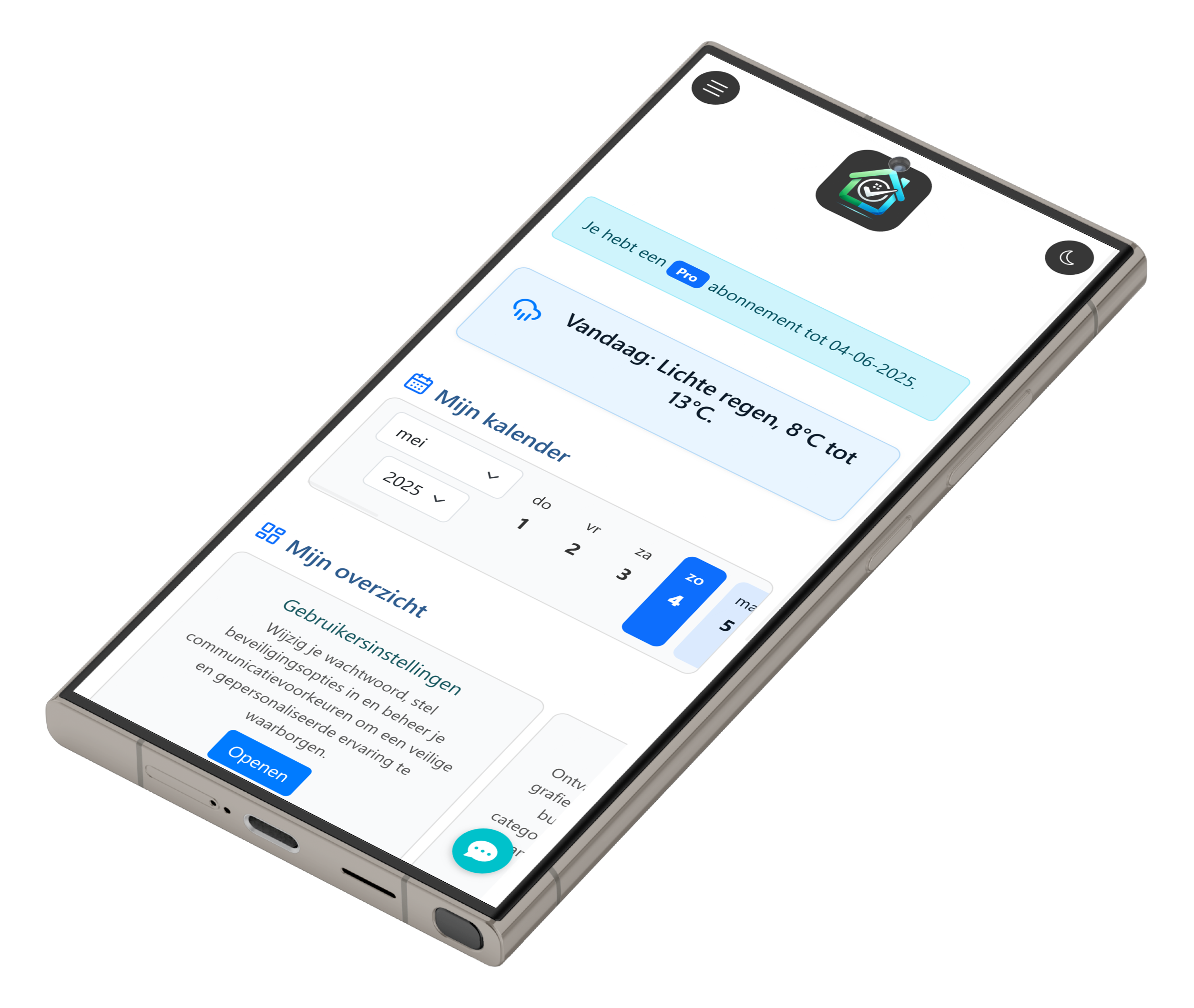 HomeManager app voorbeeld